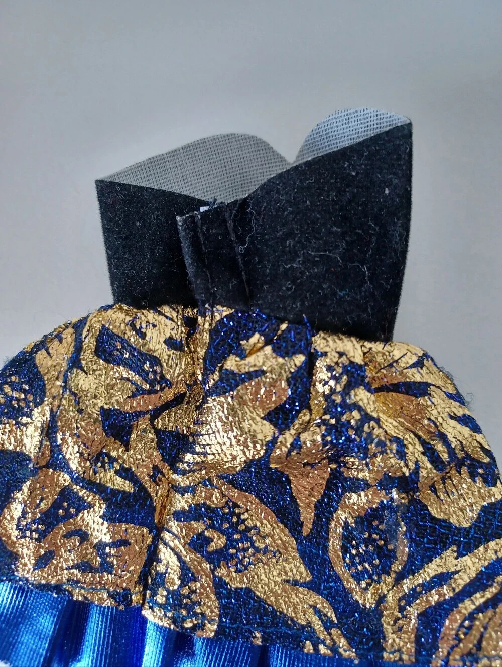 Vintage Barbie Fashion Doll Black Velvet Blue Gold Short Dress Toy‎ Collectible